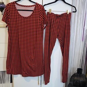 Joe Fresh Red and Black Plaid Pajama Set